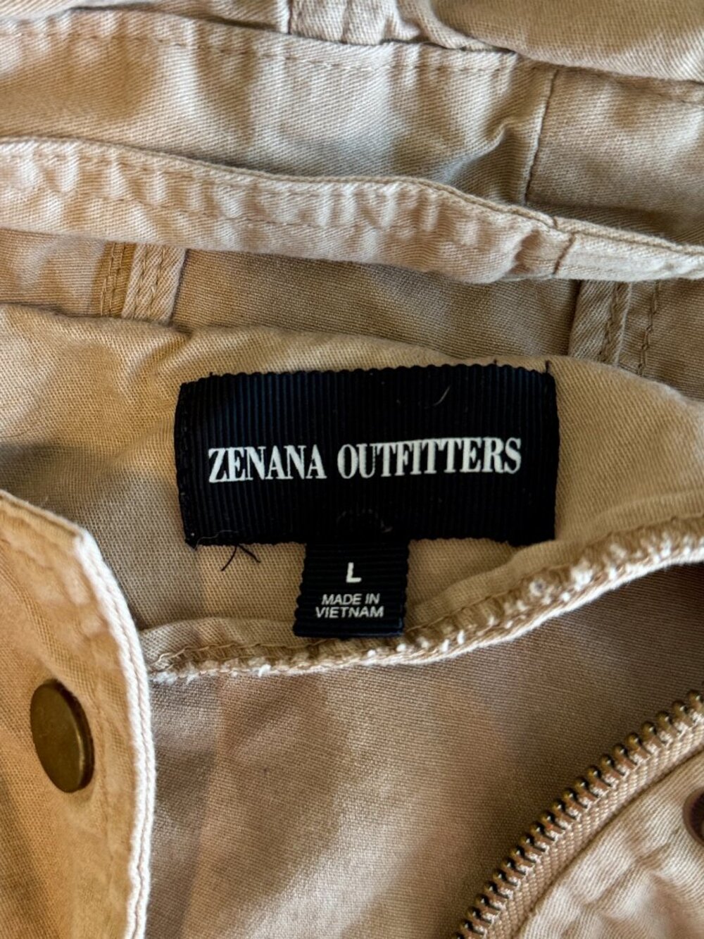 Zenana Outfitters Hooded Utility Vest-Beige/Khaki - Size Large (L) - Picture 2 of 5